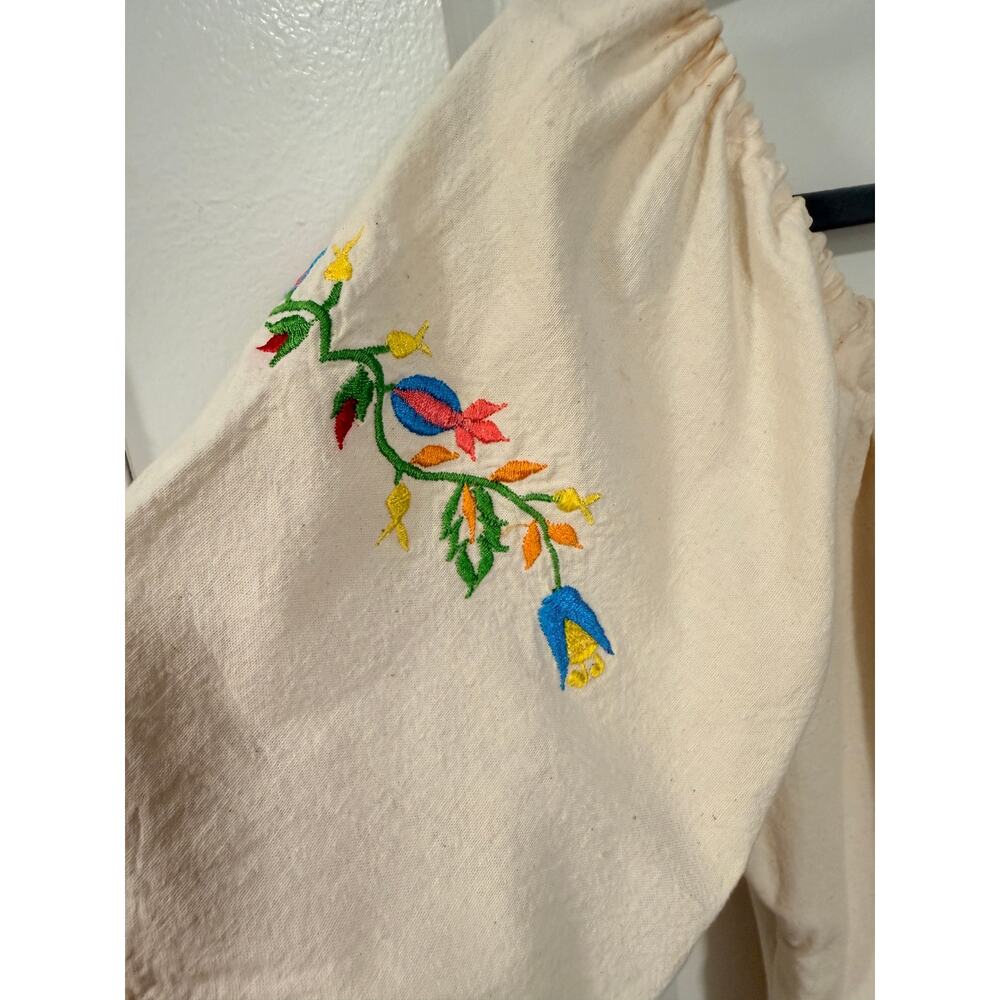 Vintage Mary Vi BARBADOS Floral Embroidered Maxi Dress Mexico Folk Cotton MINT M - Picture 11 of 15
